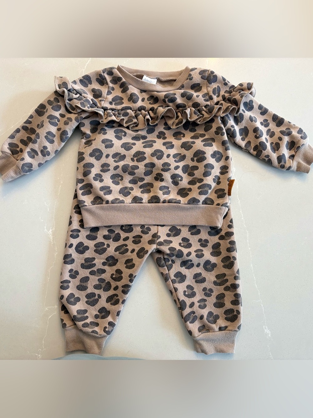 Baby Leopard Ruffle Sweatshirt & Jogger Set